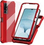 Ailiber for Jitterbug Smart 4 Phone Case, TCL 505 T509A/TCL 40T/TCL 40XL Case with Screen Protector, Dual Layer Protection, Shockproof Corner TPU Bumper, Slim Silicone Rugged Cover for TCL 505-Red