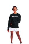 Champion Women's Powerblend Graphic Boyfriend Crew Sweatshirt, Black, M UK