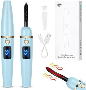 LOPHE Rizador de Pestañas Termico, Rizador de Pestañas Eléctrico Portátil, Rizador Pestañas Calentado con 4 Modos de Temperatura, Rizador de Pestañas con Calor USB Recargable（Tipo B-Lago Azul）