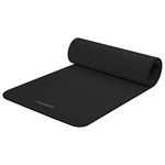 Retrospec Solana Yoga Mat 1" And 1/2" Thick With Nylon Strap for Men And Women - Non Slip Exercise Mat For Home Yoga, Pilates, Stretching, Floor And Fitness Workouts , Black