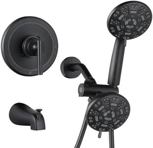 Shower Tub Faucet Set Black : WOWOW Shower Trim Kit with with 7 Modes Handheld Shower Head and Tub Spout, Dual 2 In 1 Shower System Combo Single Handle (Brass Valve Include)