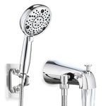 Sperwoesy Slip-On Tub Spout with Diverter, High Pressure 8 Settings Hand Held Shower, All Metal Bathtub Faucet with Sprayer Chrome