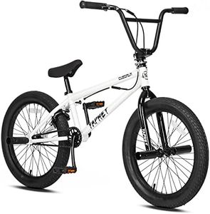 cubsala Freestyle BMX Bike, 20 Inch Yaphet Bicycle for Teen Beginner Adult Riders, Bike with 360° Rotating Handlebar and 4 pegs, Whtie