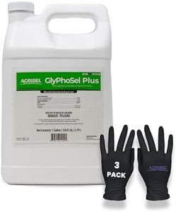 Agrisel GlyPhoSel Plus Weed Killer, Post Emergent, Long-Lasting Action, Eliminates Tough Weeds from Leaf to Root, For Non-Crop Areas, Pet Safe, Includes 3-pack of Agrisel Protective Gloves, 128 Ounces