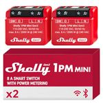 Shelly 1PM Mini Gen3 | WiFi & Bluetooth Smart Switch Relay, 1 Channel 8A with Power Metering | Home Automation | Compatible with Alexa and Google Home | iOS Android App | No Hub Required (2 Pack)