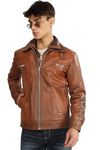 CHARMSHILP Memphis Bomber Leather Standard Length Jacket Genuine Leather Jacket For Men's (Brown, M)