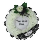 Funeral Football Team Wreath - Customisable Artificial Flowers Round Wreath for Funeral or Grave - Football Team Colours Wreath - Photo wreath - 30cm