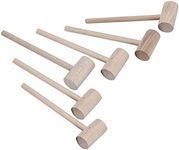 6PCS Solid Natural Wooden Crab Lobster Mallets Shellfish Hammers, Beechwood