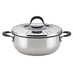 Circulon Momentum (Stainless Steel+Non-Stick) Casserole Biryani Pot with Straining Lid, 24 cm (Induction & Gas Compatible) Cookware