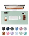 YSAGi Leather Desk Mat, Large Mouse Mat, Non-Slip Desk Pad, Waterproof Leather Table Protector Writing Pad for Office and Home (60 x 35 cm, Light Green)