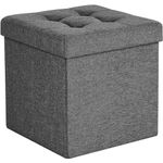 Dripex Folding Fine Linen Storage Ottoman Box Footstool, Foldable Seat Bench Footrest - Dark Gray, 40L Capacity, Chest with Removable Lid for Living Room, Bedroom 38 * 38 * 38 cm