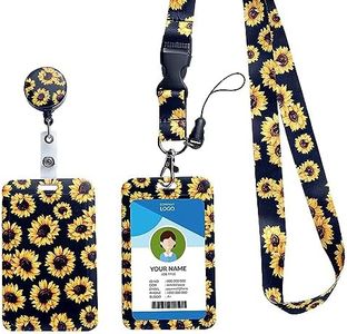 Porta Badge con Cordino, Porta Badge Retrattile e Portachiavi per Porta Badge Identificativo, Ufficio, Scuola, Carta Dell'autobus, Infermiere Portabadge Colore e Cinghia da Collo per Badge(Fiori)