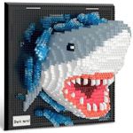 Shark Animal 3D Wall Art Micro Mini Building Blocks Set for Adults, Unique Home Wall Decor or Table Display, No Compatible with Lego, Ideal Birthday Christmas Toy Gift for Teens 14+ (2166 PCS)