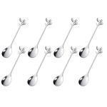 Silver Stainless Steel Mini Coffee Espresso Spoon, Tableware Flatware Dessert Teaspoons Soup Spoons Set of 8, 4.9 inch Specialty Demitasse Stirring Spoons