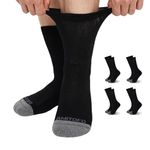 CaiDieNu Diabetic Socks Men and Women: 4 Pairs Non Binding Loose Fit Crew Neuropathy Socks Cotton Seamless Toe Edema Black 11-13