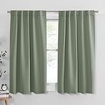 PONY DANCE Bedroom Blackout Curtains - Small Window Treatment Set Energy Saving Thermal Insulated Drapes for Nursery/Kitchen, 42" x 45", Sage Green, 2 Pieces