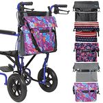 Wheelchair Bag by Vive - Accessory Storage Bag for Carrying Loose Items & Accessories - Travel Storage Tote & Backpack w/Accessible Pouch & Pockets Purple Floral