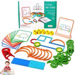 Jastown 120pcs Wooden Creative Sticks & Rings Puzzle,Montessori Matching Puzzle Toys,Fine Motor Skills Toys,Educational Montessori Toys For 5 6 7 Year Olds,Wooden Puzzle Gift For Boys And Girls