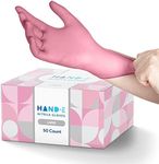 Pink Nitrile Disposable Gloves Large, 50 Count - Esthetician, Nail Tech, Microblading, Hair Dye & Stylist, Salon, Cleaning Gloves - Latex Free Gloves