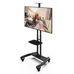 Kanto Mobile TV Stand with Adjustable Shelf and Flat Screen Mount – Fits 37″ to 65″ Monitors – Black