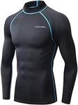 Tesuwel UV Swim Shirts for Men Sun Protection Mens Rash Guard Long Sleeve Surf Shirts Quick Dry Compression Mens Sun Shirt High Wickig Water Shirt for Swimming Fishing Diving,226 Black-Blue XL