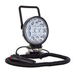 AUXTINGS 4 inch 42W Round Portable LED Work Light Offroad Flood Light Cigarette Lighter Switch with Magnetic Base Holder for Car SUV Trailer Tractor Truck Engineering Maintenance Camping