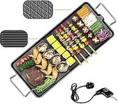 Electric XXL Teppanyaki Table Grill, Large Smokeless Grill Non-Stick Hot Plate Table Top Griddle with Adjustable Thermostat, Portable Family Party Tabletop BBQ Hot Plate Barbecue - 67x29.5x8.5cm