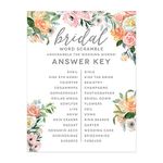 Andaz Press Peach Coral Floral Garden Party Wedding Collection, Wedding Word Scramble Bridal Shower Game Cards, 20-Pack