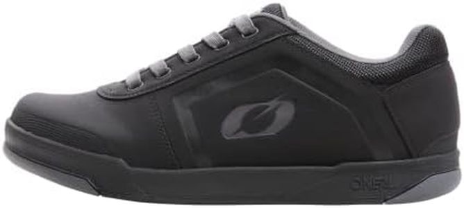 O'Neal | Mountain Bike Shoes | MTB Downhill Freeride | Vegan | Balance Between Grip and Foot repositioning, Honeycomb Sole Structure | Pinned Flat Pedal V.22 Shoe | Adult | Black Grey | 43