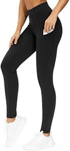 THE GYM PEOPLE Thick High Waist Yoga Pants with Pockets, Tummy Control Workout Running Yoga Leggings for Women Black