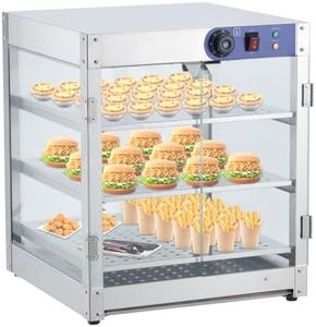 Commercial Food Warmer Display Cabinet, 20-inch 3-Tier, 800-Watt Pizza Warmer with 3D Heating, Bottom Fan, Countertop Pastry Warmer with Temperature Knob/Indicator, Stainless Steel Frame Glass Door