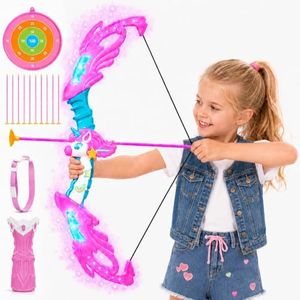 ouyhhk Unicorn Bow and Arrow for Kids, 6 LED Light-Up Archery Set with 10 Suction Cup Arrows, Target & Quiver, Indoor & Outdoor Activity Toy, Birthday, Christmas and Easter Gifts for Girls Ages 3-12