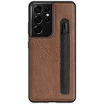 Nillkin Case for Samsung Galaxy S21 Ultra S 21 Ultra (6.8" Inch) Aoge Leather 360 Protection Elite Business Case Soft Microfiber Lining & S Pen Slot Brown