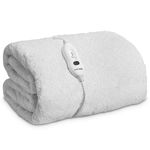 Dreamcatcher Single Electric Blanket 193x91cm, Fully Fitted Sherpa Fleece Electric Blanket, Underblanket Mattress Cover, 3x Heat Settings, 1x Controller and Machine Washable White Heated Blanket