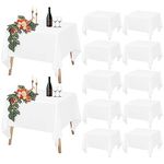 12 Packs White Square Tablecloth 52x52 inch Card Table Tablecloth,Polyester White Square Table Cloth for Square Table, Waterproof Stain Resistant Washable Table Cover for Wedding Party Buffet Camping