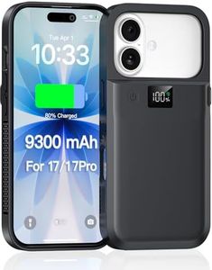 PANDUK 9300mAh Battery Case for iPhone 17/17 Pro(6.3") - x1.9 Extra Battery Life|Bidirectional USB-C|Easy-Fit Silicone Protection|Wireless Charging|Pass-Thru Charging & Data Sync|Digital LED Display
