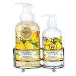 Michel Design Works Foaming Hand Soap and Lotion Caddy Gift Set, Lemon Basil