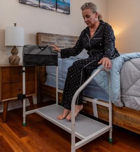 step2bed Deluxe Bed Rails for Elderly Adults - Adjustable Height Bed Safety Rail for Seniors with Cane Holder, LED Light, Mesh Bag, Handicap Grab Bars and More - Premium Bed Side Step Assist Device