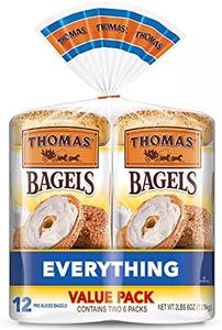 Gourmet Kitchn Thomas' Everything Soft and Chewy 12 Pre Sliced Bagels, Value Pack - 1 Box (18oz / 2pk, 12 Ct.), Total 12 Bagels