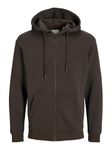 JACK & JONES Men's Jjebradley Sweat Zip Hood Noos Sweatshirt Jacket, Mulch, S