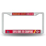 Rico Industries NFL Kansas City Chiefs 2023 Super Bowl Champions Plastic Frame 12" x 6" Plastic Car Frame, White