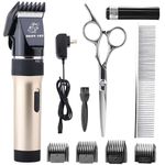 Dog Clippers Cat Shaver, Professional Hair Grooming Electric Clipper Detachable Blades Cordless Rechargeable, Pet Clipper for Thick Coats Long haired Dog Cat, Quiet Animal Clippers and Trimmer (Gold)