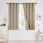 Deconovo Linen Total Blackout Curtains Eyelet, Room Darkening Curtains Natural Thermal Curtains for Nursery, 52x63 Inch(Width x Length), Taupe, 2 Panels