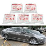 LuliKa 5 Packs Disposable Car Cover Clear Plastic Car Cover Universal Rain Dust Garage Cover with Elastic Band (12.4 FT x 21.6 FT)…