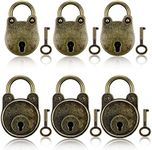 6 Pieces Vintage Lock Antique Style Mini Archaize Padlocks Bronze Metal Key Lock Bear Frog Small Locks with Keys for Treasure Chest Notebook Wood Box Cabinet Suitcase Luggage