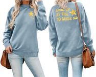 QLIPIN Star Sweatshirt Women Wish Movie Quote Shirts Look Up At The Star To Guide Me Shirt Star Print Long Sleeve Top, Gray Blue, Large