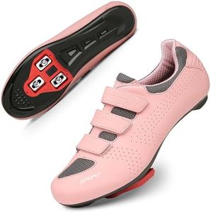 Honosuker Women's Cycling Shoes Compatible with Peloton Indoor Delta SPD Spinning Outdoor Road Bike Bicycle Shoes Pink