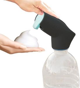 Suds2Go Refillable Caps, 2 Pack - Universal Fit Turns Most Disposable Water Bottles Into A Hand Washing Station - Includes Refillable Soap Reservoir - Conveniently Sized to Take on The Go - Black