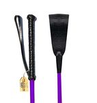 (60cm , Purple-Single Slapper) - Riding Crop for Horse (Black, Fuchsia, Pink, or Purple) (24 or 70cm ) Fibreglass Shaft with Leather Single or Double Slapper