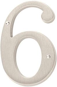 Baldwin Estate 90676.150.CD Solid Brass Traditional House Number Six in Satin Nickel, 4.75"